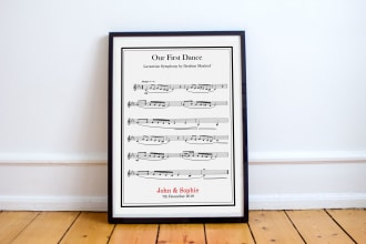 create personalised sheet music of your first dance to print and frame