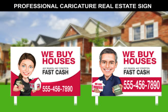 design professional caricature real estate  yard sign