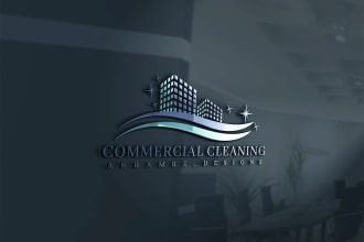 design clean house,janitorial or commercial cleaning logo