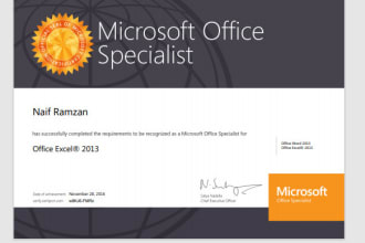 do excel work, graph, calculation, and reporting