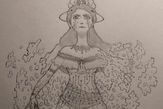 draw original tabletop rpgs characters in traditional pencil art