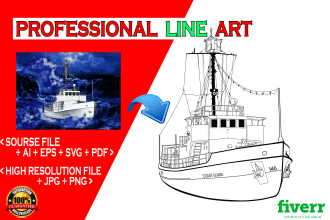 draw line art, vector of a boat, yacht, car, bike, logo, or any object