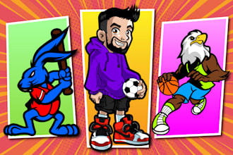 do cartoon logo design and mascot character for sports team