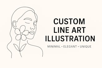 draw custom line art illustration in minimalist style