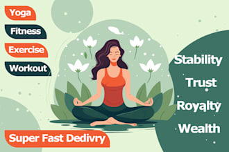 draw peoples workout, exercises, yoga, fitness and professional illustrations