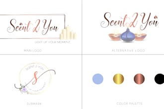 design a unique signature candle logo with branding kit