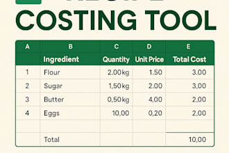 create a custom excel recipe costing calculator for your kitchen