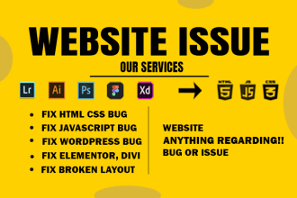 fix website html css bugs, wordpress critical error, page issues experte