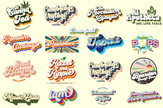 design 3d 70s vintage retro striped typography for logo t shirt