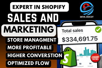 manage your shopify store, upload and update  inventory, generate sales