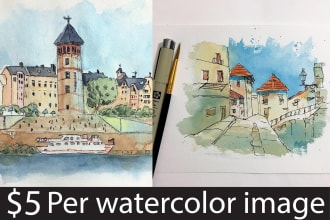do watercolor or hand drawing illustration for you