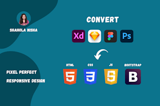 convert xd, figma, PSD or any design to html responsive