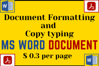 do microsoft word document formatting and  copy typing