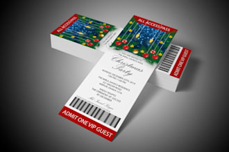 design ticket, event ticket, gala ticket, invitation and business card in 6 hrs