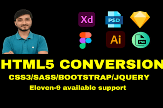 convert figma to html, psd to html, xd to html, with responsive