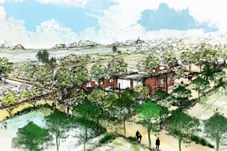 create professional hand sketches for landscape designs