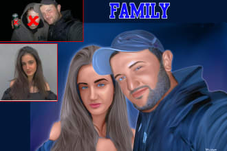 custom family digital portrait oil painting best gift