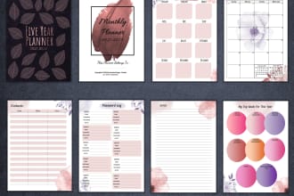 design custom  planner, calendar, journal, tracker, workbook
