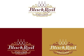 design an unforgettable and sleek logo for black rail vineyards