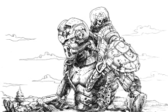 creat hand drawn ink or pencil illustration