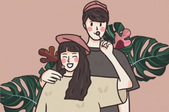 draw cute couple illustration from your photo