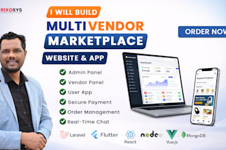 build multi vendor marketplace website, mobile app with admin and vendor panel