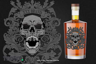 design intricate baroque label art for your brand