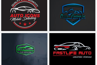 design unique auto detailing and car wash shop logo in 24h