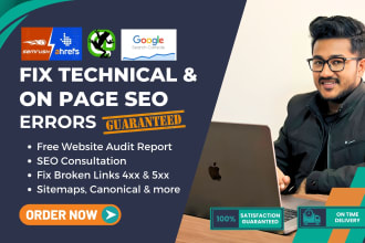 fix broken links, canonical, sitemap,  semrush, ahref, search console errors