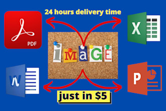 convert image to pdf, ms excel, word, powerpoint, and rtf