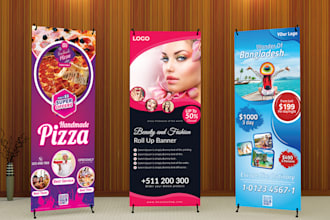 design roll up banner, retractable, pop up banner, backdrop, pull up, signage