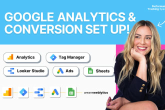 set up google analytics 4, events, conversion tracking, ecommerce