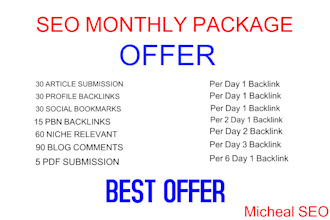 provide you monthly SEO backlinks package