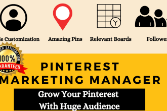 work as pinterest marketing manager to create pins boards and increase followers