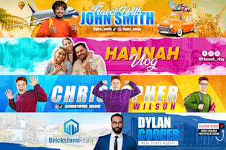 design youtube channel banner, channel art, facebook cover
