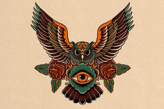 create traditional tattoo,logo design old school