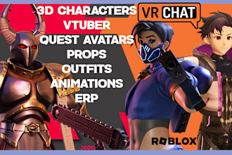 do custom 3d avatars, emotes, pvp system and props for vrchat, vtuber and roblox