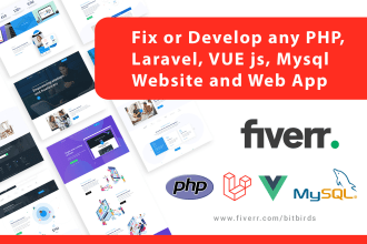 fix or develop any php, laravel, vue js, mysql website and web app