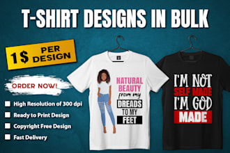 do bulk t shirt designs for amazon printful and teespring