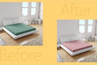 make super realistic textile interior mockup designs bedsheets curtains cushions