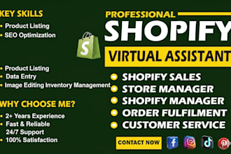 provide expert shopify product listing and VA services