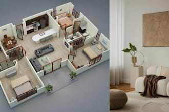 do interior design 3d modelling and renderings