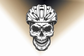 design skull, vintage, gym, and fitness logo