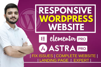 create wordpress website with elementor pro, astra pro, landing page, expert