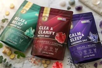 do product packaging design, pouch design, stand up pouch and box design
