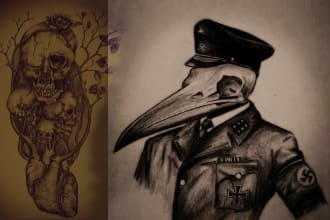 create unique hand drawn dark art pen and ink illustration