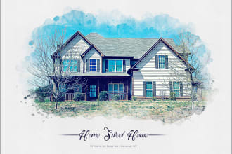 create watercolor portrait of your house from your image