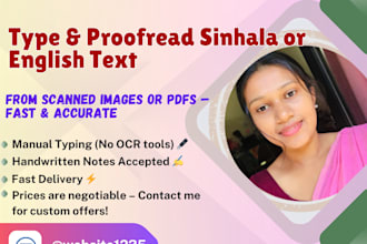 type and proofread english or sinhala text from scanned images or pdfs