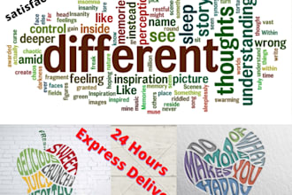 do design an amazing word art in the shape you want