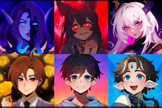 draw anime art illustration, character, avatar, portrait